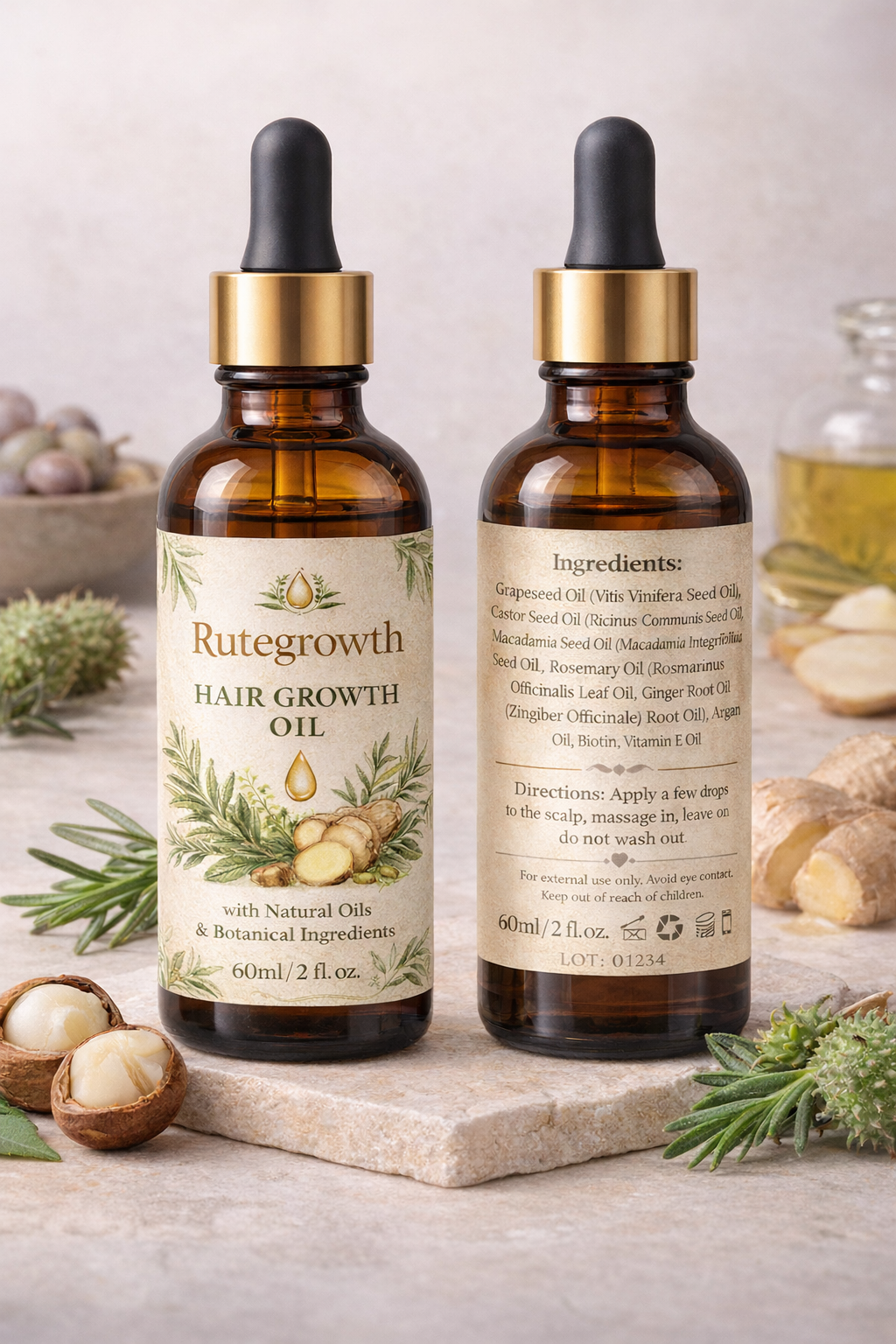 Rutegrowth hair oil